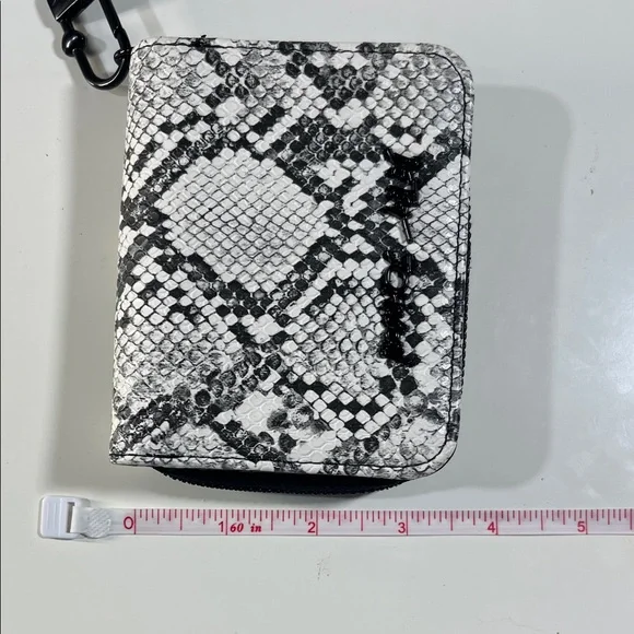Textured Snake-Print Crossbody Wallet in Black & White - Picture 5 of 5